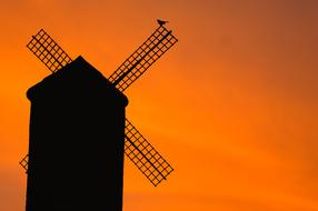 Windmill Old and Bird