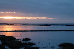 landscape of North Sea Water at sunset