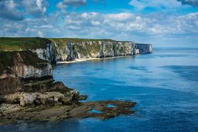 panoramic view of the thornwick bay coastline