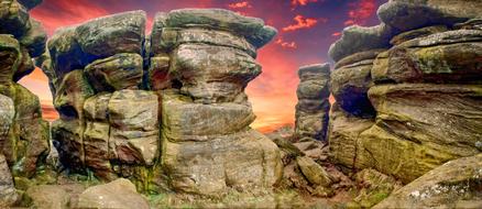 Landscape of sunset Sky and Rocks