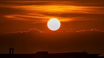 red hot Sun Sunset Sky