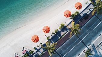 bird's eye view of the road near the sea coast