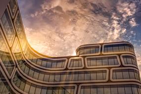 colorful sunset reflected in modern architecture