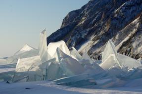 broken ice on lake baikal