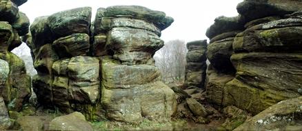 fog among rocks