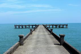 pier, sea, horizon