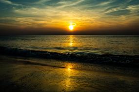Sunset over Beach Sea