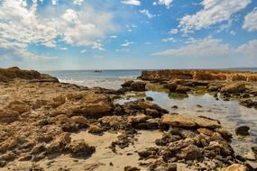 rocky coast on the coast of cyprus on a sunny day