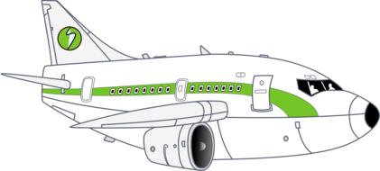 white-green airplane as a drawing