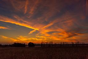 colorful evening sky over the countryside