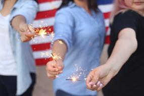 Sparklers Burning Fireworks at party