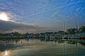 boats in the harbor of the baltic sea at Hiddensee
