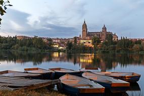 Architecture and River Boats at dusk