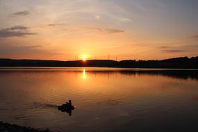 Evening Sunset Lake at Summer