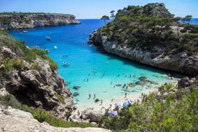 panoramic view of the picturesque beach in majorca on a sunny day