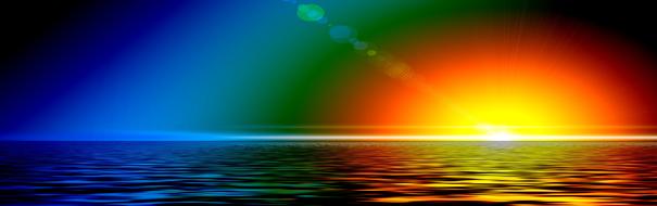 banner of sunset sunrise water