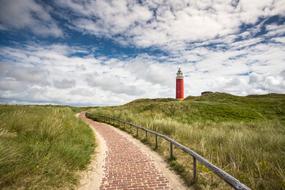 hiking trail and lighthouse on an island in the North Sea