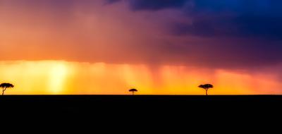 Landscape of Kenya Africa at sunset