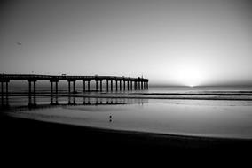 Fishing Pier Sunrise Monochrome