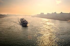 Ferry boat on River in Budapest