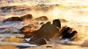 Rock Morning water Sunrise