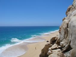 scenic rock on sand Beach at Ocean