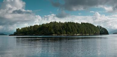 green island in the sea in norway