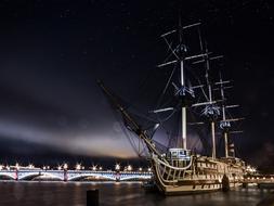 Ship at Sky Star night