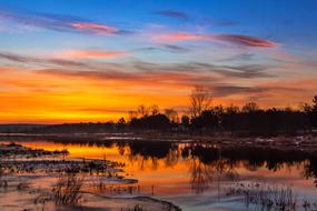 landscape of Sunrise Lake Morning Dawn