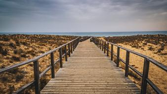 Wood Catwalk at Sea coast