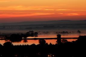 pink sunset over a lake in Croatia