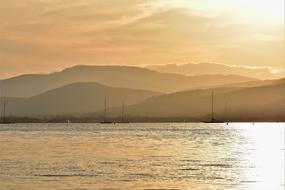 golden romantic Sunset over coast, france, grasse