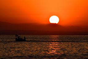 red Sunset over Sea