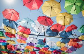Umbrella decorations at Sky