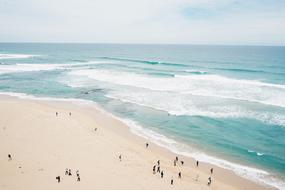 people on the beach near the sea in summer