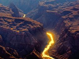 aerial view of the yellow river in the grand canyon