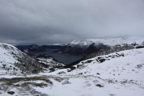 mountain view in norway in winter
