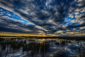 dramatic dark Sunset, winter Landscape