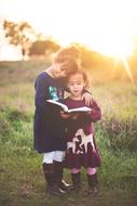 children couple at sunlight