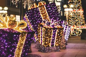 Beautiful glowing christmas boxes