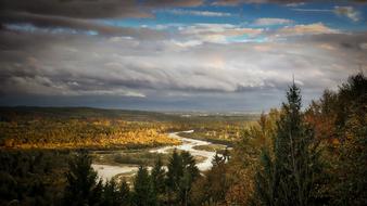 panoramic view of the picturesque autumn nature on a cloudy day