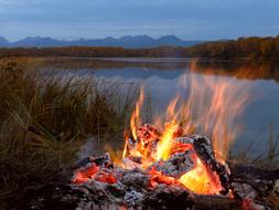 Lake fire at Evening