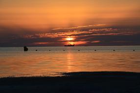 red Sunset Water Dusk