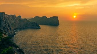 panoramic views of the mediterranean coast of mallorca at dusk