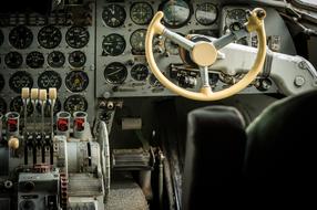 Airplane flight, cockpit