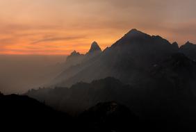 landscape of Mountain Range at Sunset