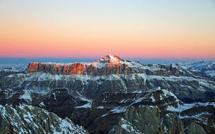 snow capped dolomites in italy