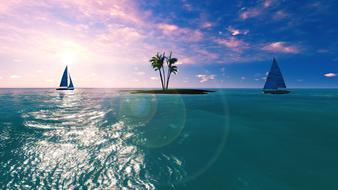 sailboats on turquoise water on a sunny day