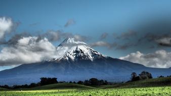 Blue Snowy mountain in New Zealand Taranaki