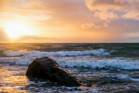 gold Sunset Waters Sea